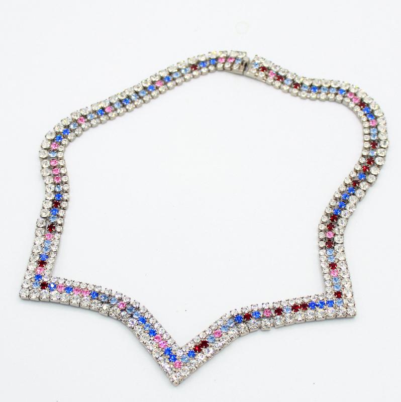 Front view of Multiple Colors Chatons Only Necklace