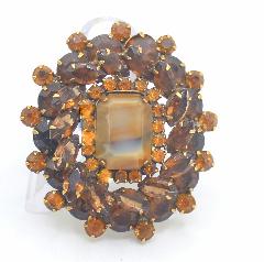 Topaz Emerald Cut Striped Brooch
