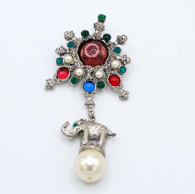Front view of Multiple Colors Chatons Only Pin Pendant