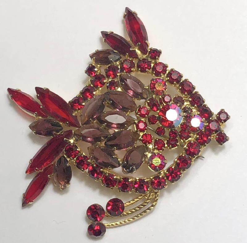 Front view of Multiple Colors Navettes Brooch