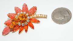 Orange Navettes Molded/Cut Brooch