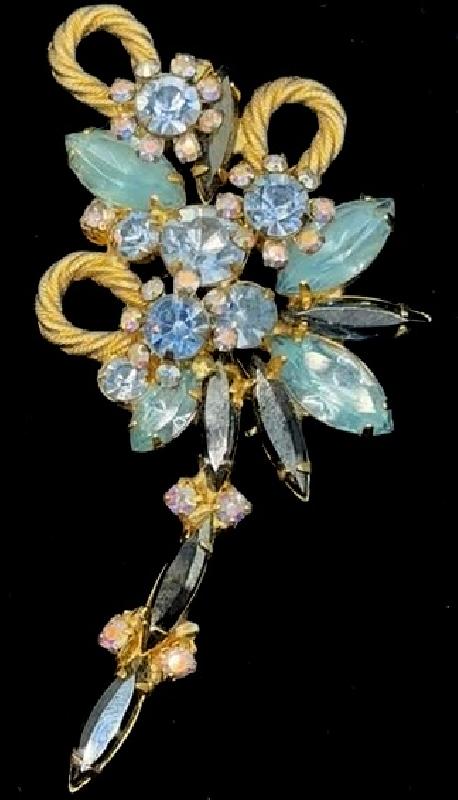 Front view of Multiple Colors Navettes Brooch