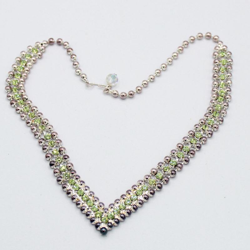 Front view of Green Chatons Only Necklace