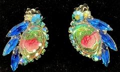 Blue Oval Molded/Cut Earrings Clip