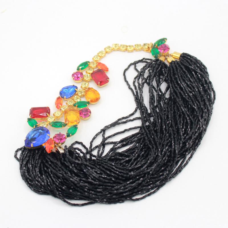 Front view of Multiple Colors Pear Necklace