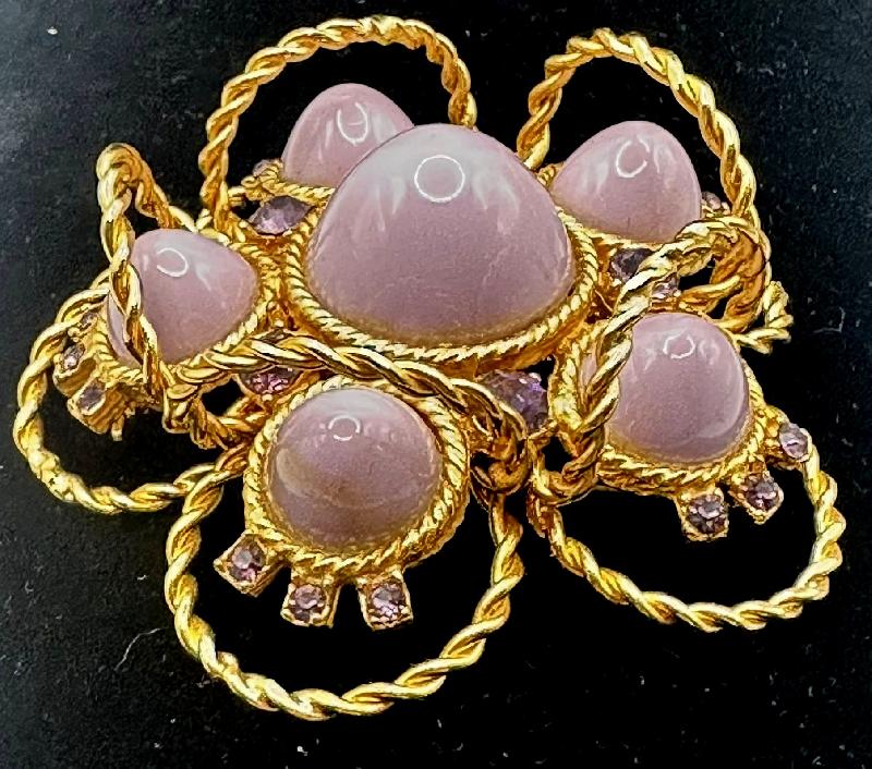 Front view of Purple (cardinal) Cabochons Plastic Brooch