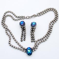 Blue Oval Multi-Color/Shaded Necklace