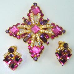 Pink Square Earrings Clip