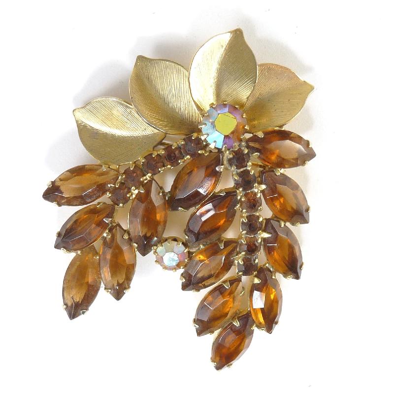 Front view of Topaz Navettes Brooch