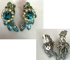 Blue Navettes Earrings Clip