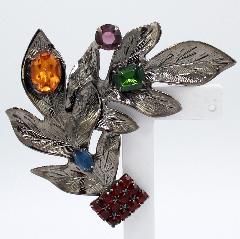 Multiple Colors Emerald Cut Brooch