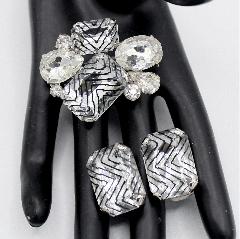 Clear Emerald Cut Plastic Earrings Clip