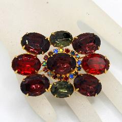 Multiple Colors Oval Brooch