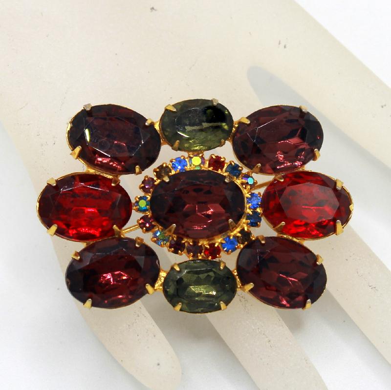 Front view of Multiple Colors Oval Brooch