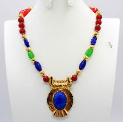 Multiple Colors Cabochons Molded/Cut Necklace