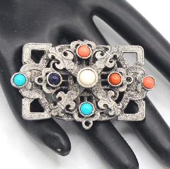 Multiple Colors Cabochons Brooch