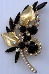 Black (jet) Navettes Brooch
