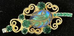 Green Cabochons Molded/Cut Brooch