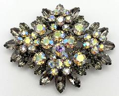Gray (black Diamond) Navettes Brooch