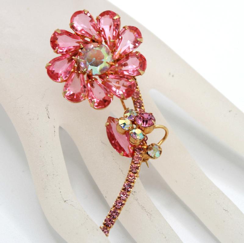 Front view of Pink Pear Brooch