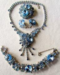 Blue Chatons Only Rivoli/Margarita Brooch