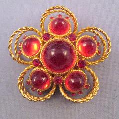 Red Cabochons Plastic Pin Pendant