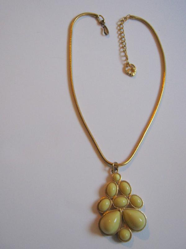 Front view of Yellow Cabochons Plastic Pendant
