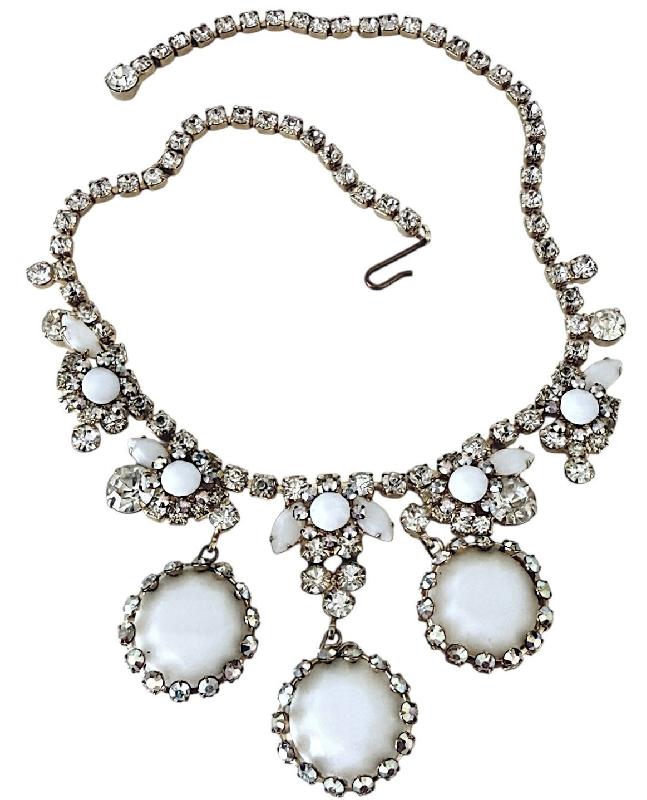 Front view of White (chalk Or Milk) Navettes Necklace