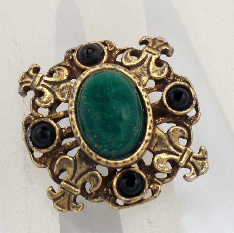 Front view of Green Cabochons Plastic Brooch