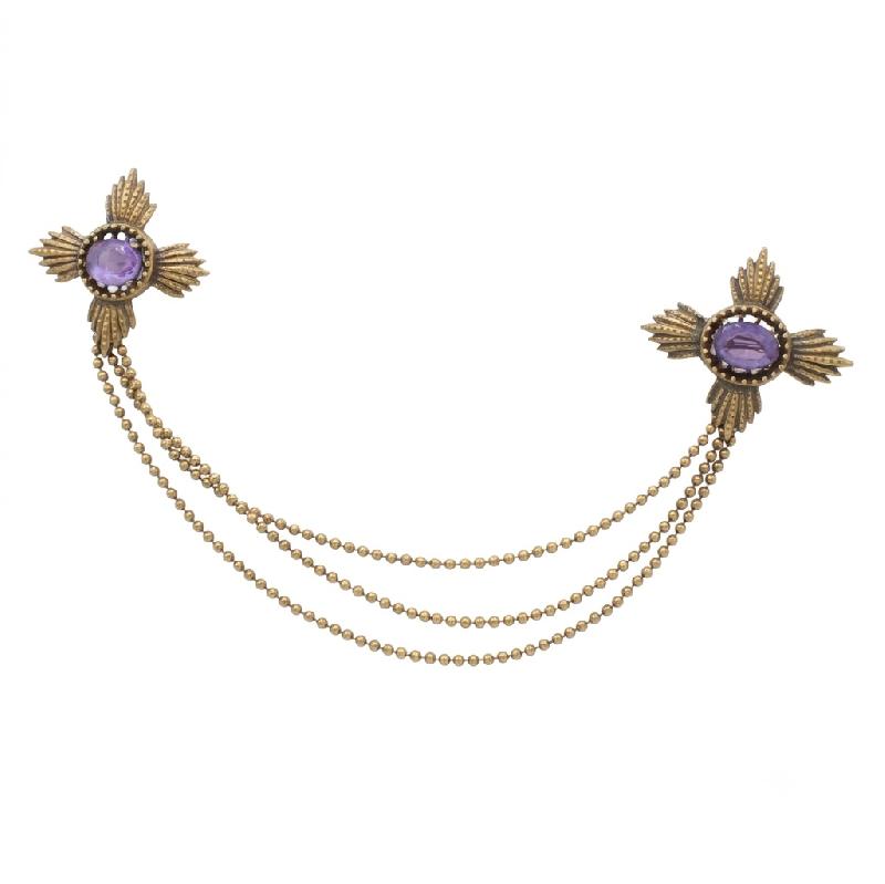 Front view of Purple (cardinal) Oval Brooch