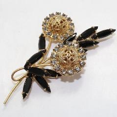 Black (jet) Navettes Brooch