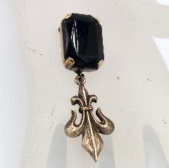 Black (jet) Emerald Cut Brooch
