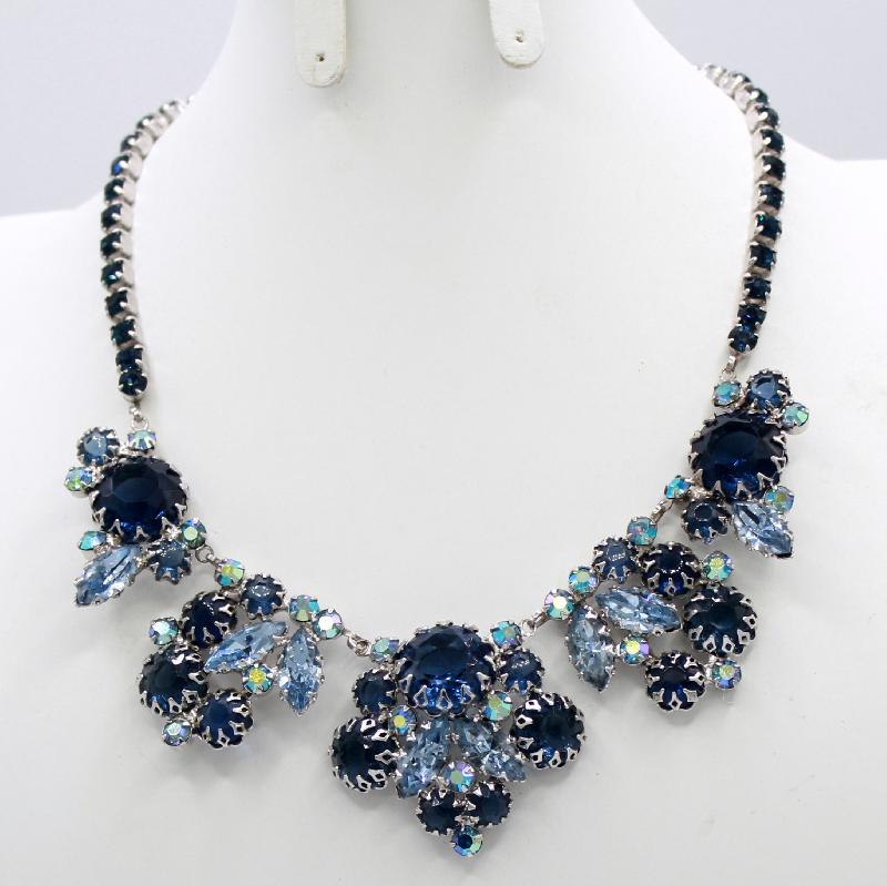 Front view of Blue Navettes Necklace
