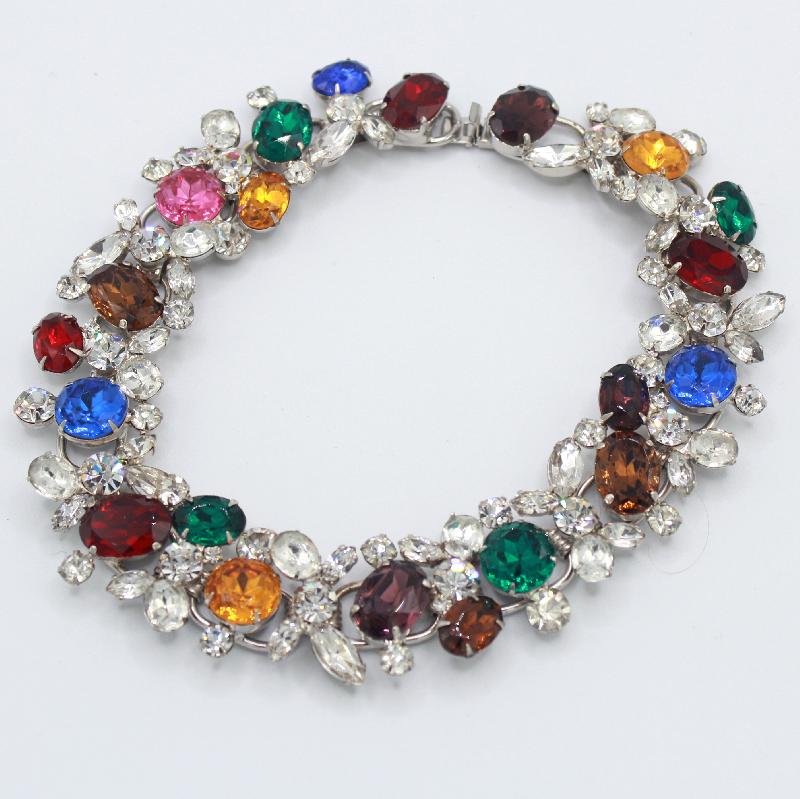 Front view of Multiple Colors Oval Necklace
