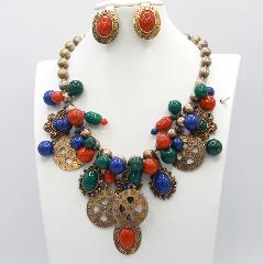 Multiple Colors Cabochons Plastic Necklace