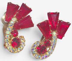 Red Keystones Earrings Clip
