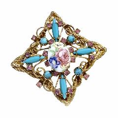 Multiple Colors Cabochons Painted (hand/Transfer) Brooch