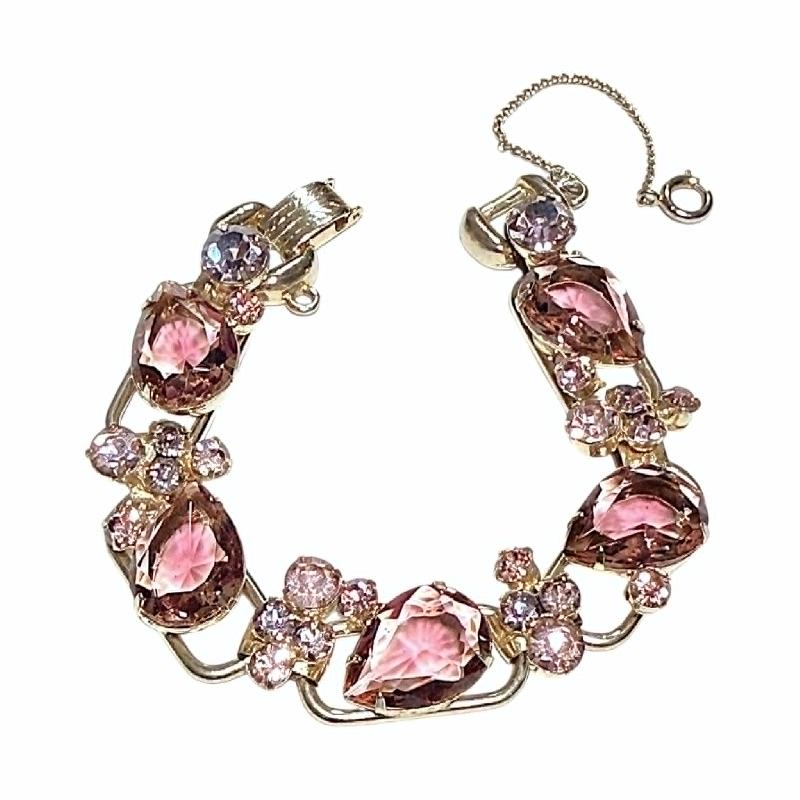 Front view of Pink Pear Bracelet 5 Link