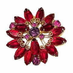 Red Navettes Brooch