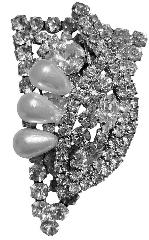 Clear Navettes Pearl Brooch