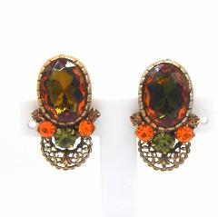 Fall Oval Multi-Color/Shaded Earrings Clip