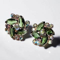 Green Navettes Earrings Clip