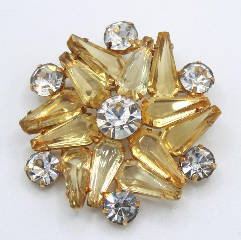 Front view of Yellow Pentagon Brooch