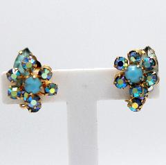 Blue Navettes Earrings Clip