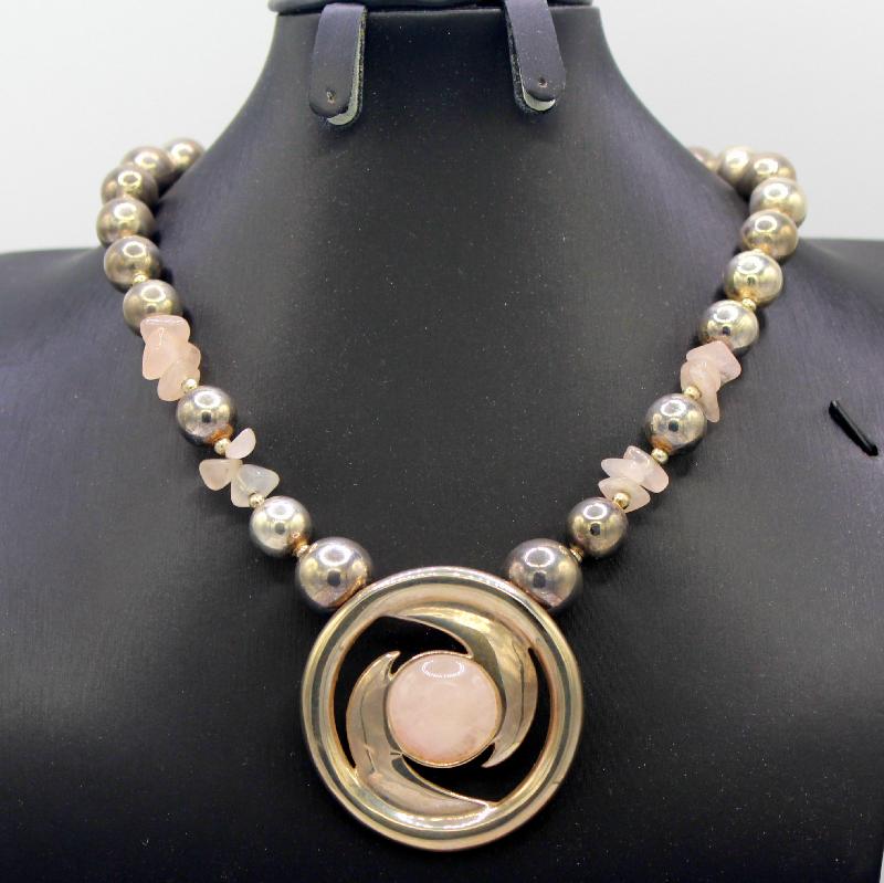Front view of Pink Cabochons Necklace