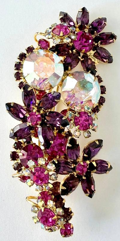 Front view of Multiple Colors Navettes Brooch