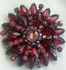 Red Navettes Brooch