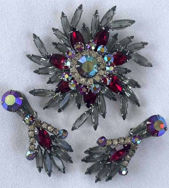Front view of Multiple Colors Navettes Brooch