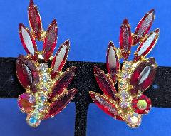 Red Navettes Earrings Clip
