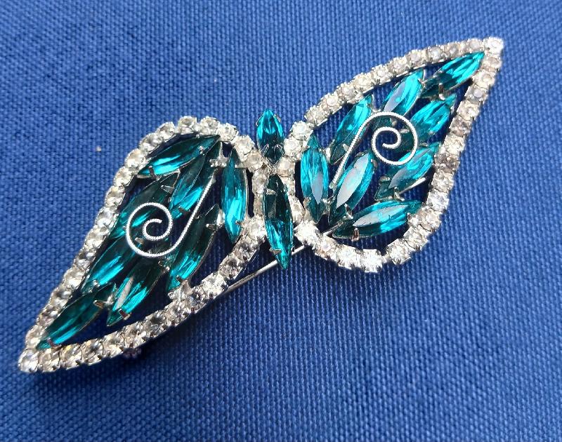 Front view of Turquoise Navettes Brooch